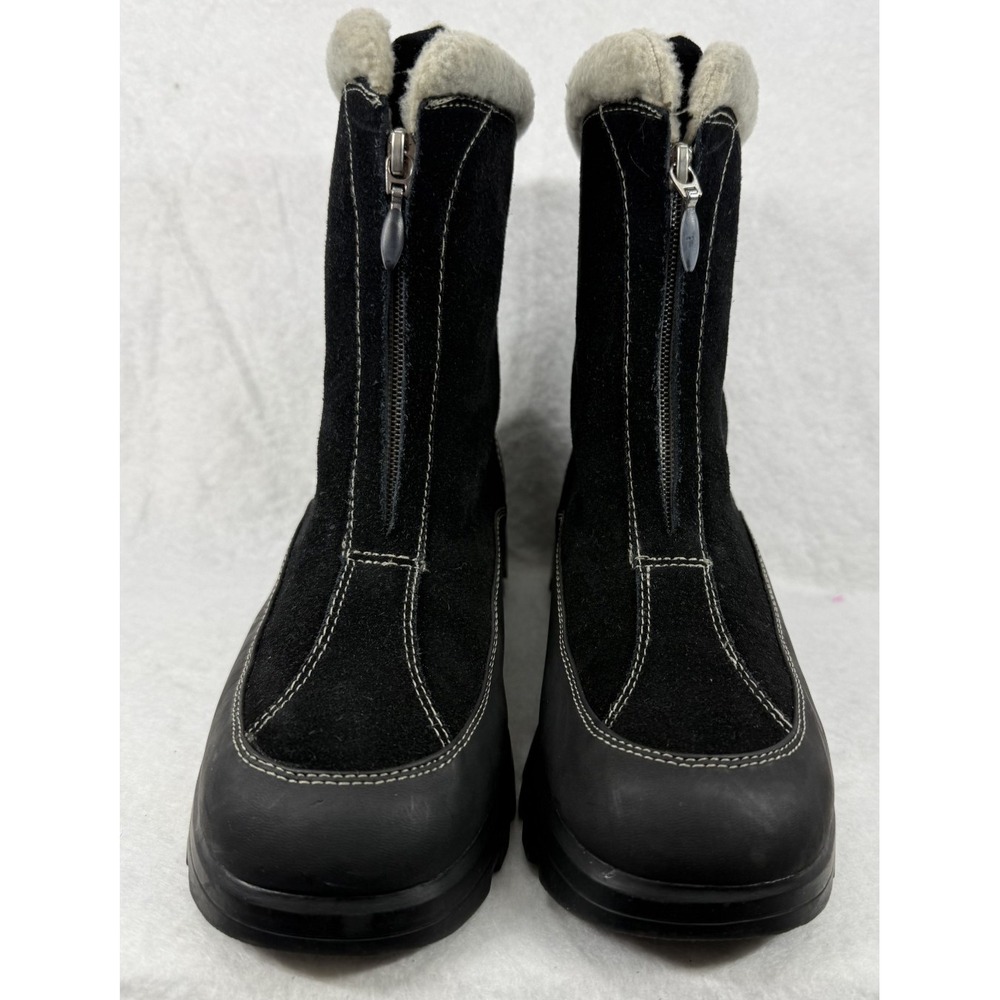 Sporto Waterproof Polartec Insulated Boots Black Suede Women 9.5 M Front Zip